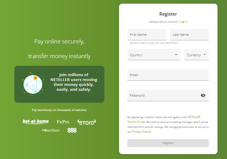 Neteller Payment Casinos Register