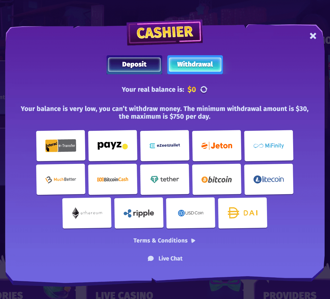 Withdrawing money from Casombie Casino